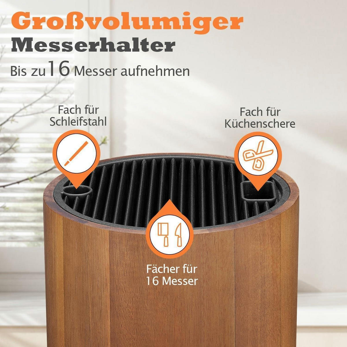 MESSERBLOCK Akazienholz Universal - Braun, Holz (15/23.5/15cm)