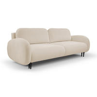 SOFA SOFT RunAgin Mit Schlaffunktion Und Bettkasten, PUR-Schaum, Schwarze Kunststofffüße, lose Rückenkissen, freistehend, 232x109x95 cm Beige - Beige, Holz/Textil (232/95/109cm) - DomoHome
