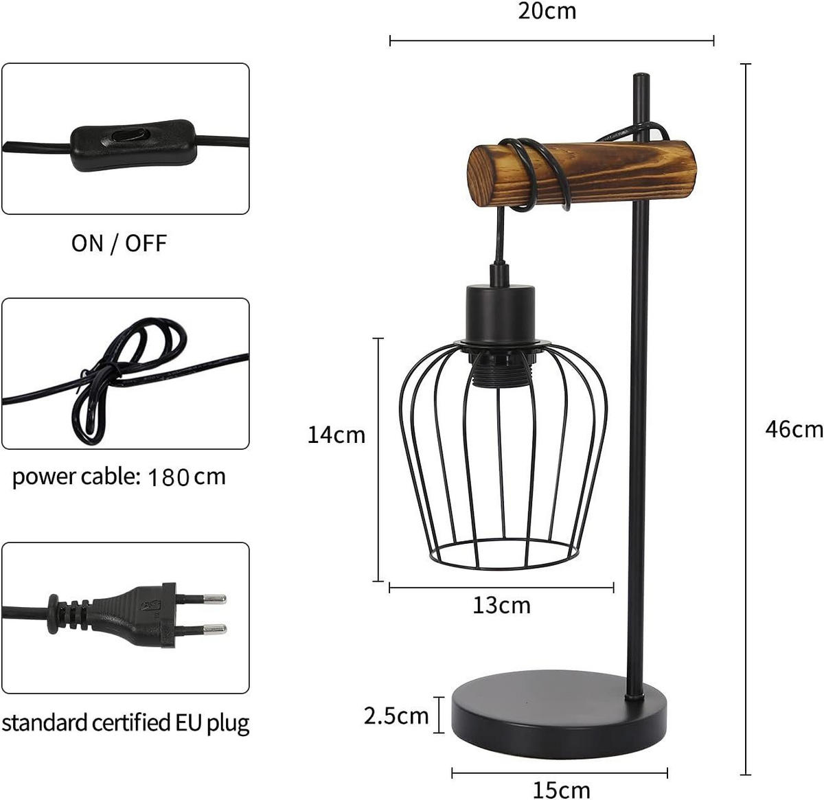 TISCHLEUCHTE Klarheit 20/20/46 cm - Schwarz, Metall (20/20/46cm) - Nettlife