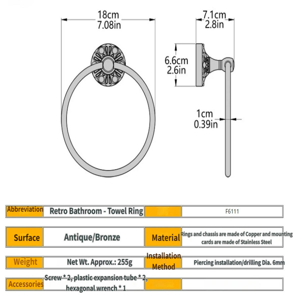 HANDTUCHHALTER,DURCHMESSER 18 cm, Aus Messing - Gelb, Metall (18/7.1/18cm) - Weltevree