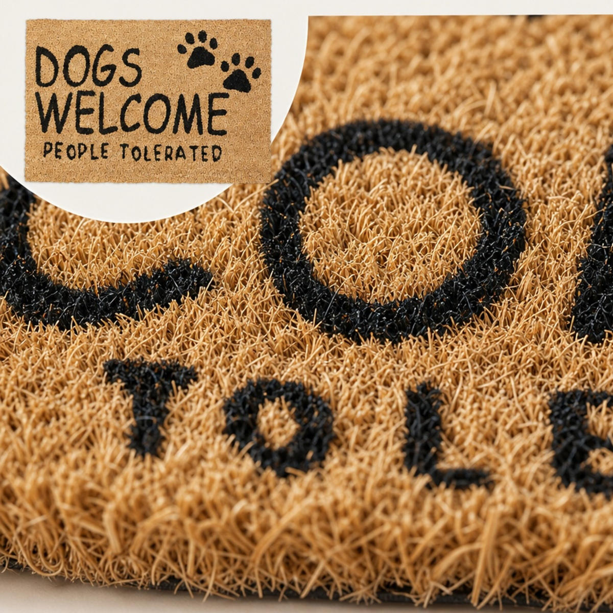 ROHOŽKA Přírodní Černá kokos Dogs Welcome 60x40 cm - béžová, textil/plast (60/40cm) - Relaxdays
