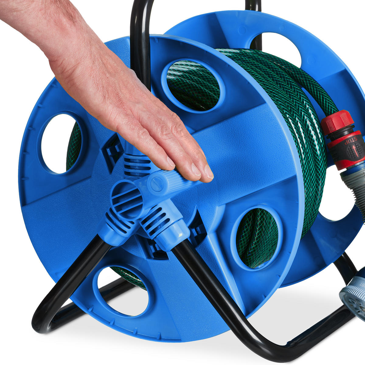 SCHLAUCHTROMMEL - Multicolor, Kunststoff/Metall (42/38/31cm) - Relaxdays