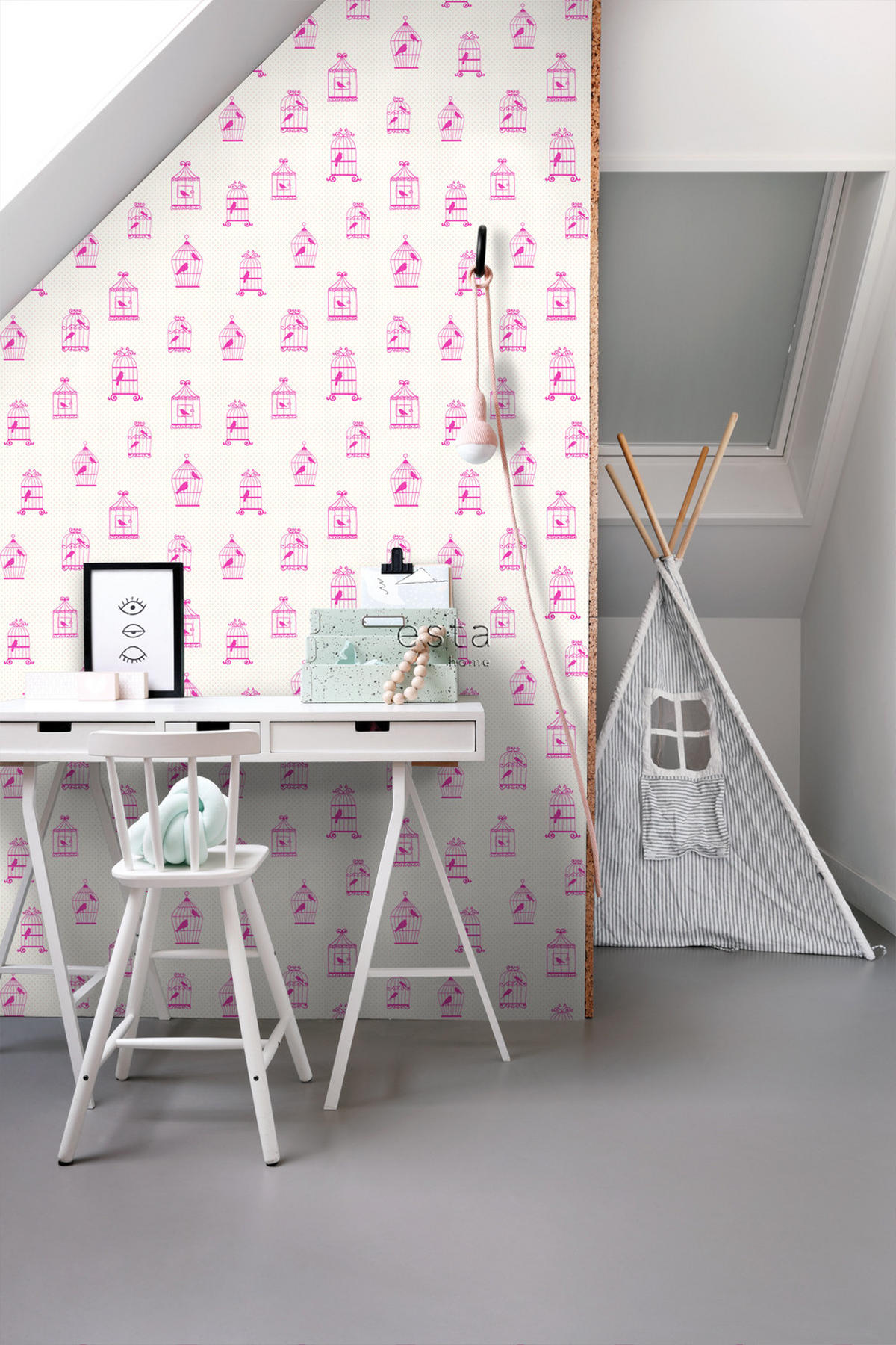TAPETE Vogelkäfige 53 cm x 10.05 m - Pink, Papier (53/0.1cm) - ESTAhome