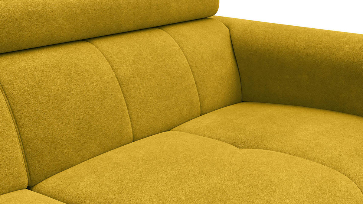SOFA RODEN 3-Sitzer, dunkegelb, Veloursstoff - Gelb, Holz/Textil (194/82/103cm) - Wozimo