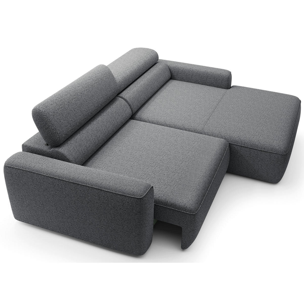 ECKSOFA Fando mit Schlaffunktion, L-Form, 4-Sitzer 252 cm, rechts Flechtstoff Grau - Schwarz/Grau, Holz/Kunststoff (182/252cm) - Selsey