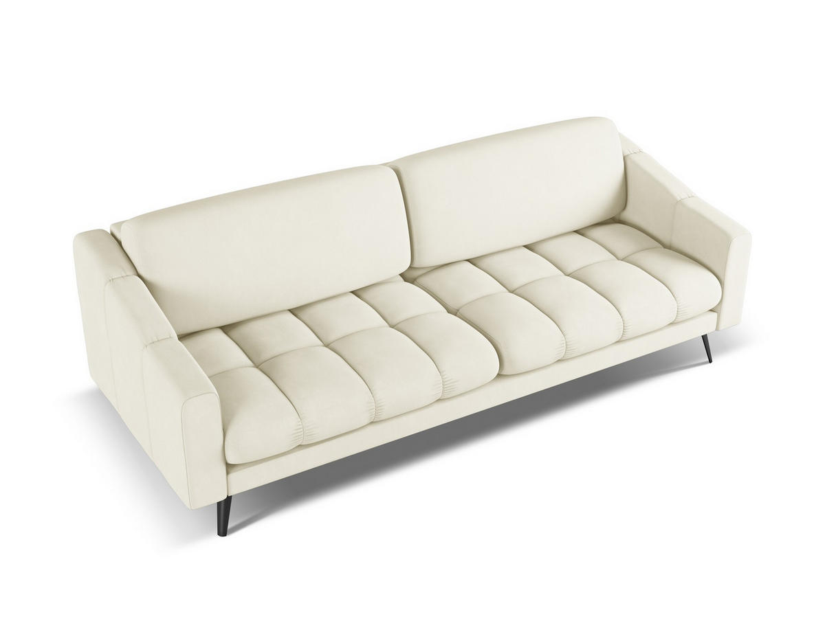 3-SITZER SOFA mit Schlaffunktion Samt Stoff Schwarz - Schwarz, Textil/Metall (230/86/105cm) - Makamii