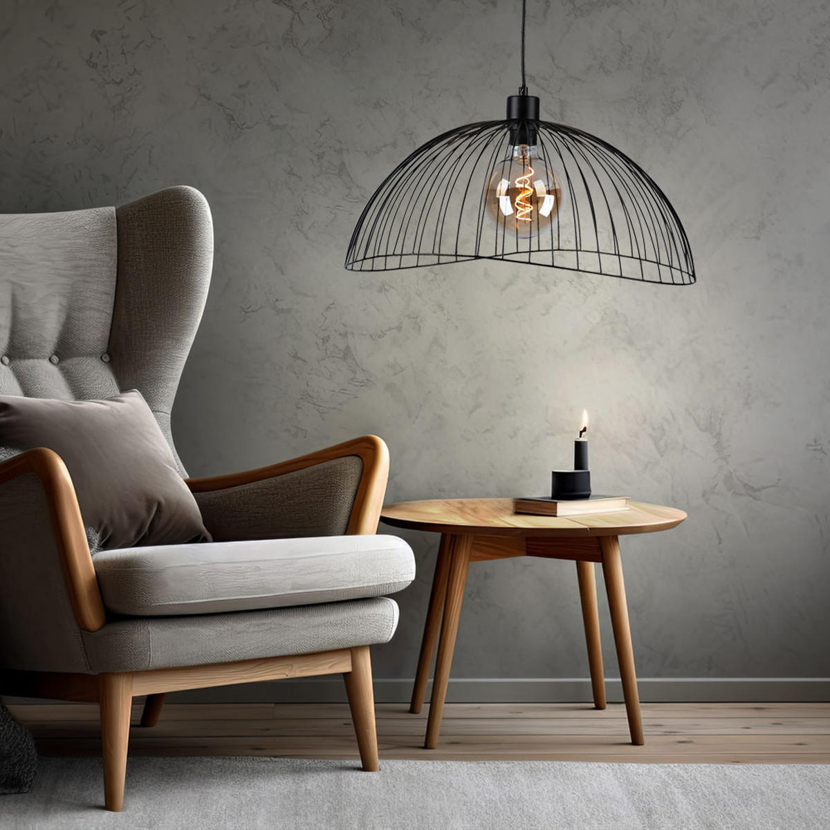 LED HÄNGELEUCHTE Metall Schwarz Gitteroptik - Schwarz, Metall (46/46/120cm)