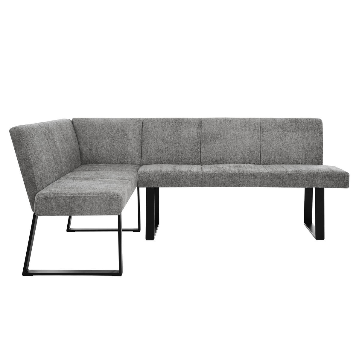 ECKBANK Velto 203x162 cm, mit Metallbeinen, Raven-Stoff, Grau - Schwarz/Grau, Metall (203/162cm) - Beautysofa