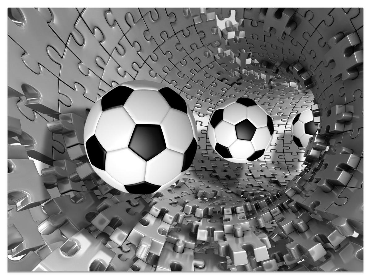 FOTOTAPETE für Wohnzimmer Fußball Puzzle Sport Abstraktion 300x210 - Schwarz/Weiß, Papier (300/210cm) - Muralo