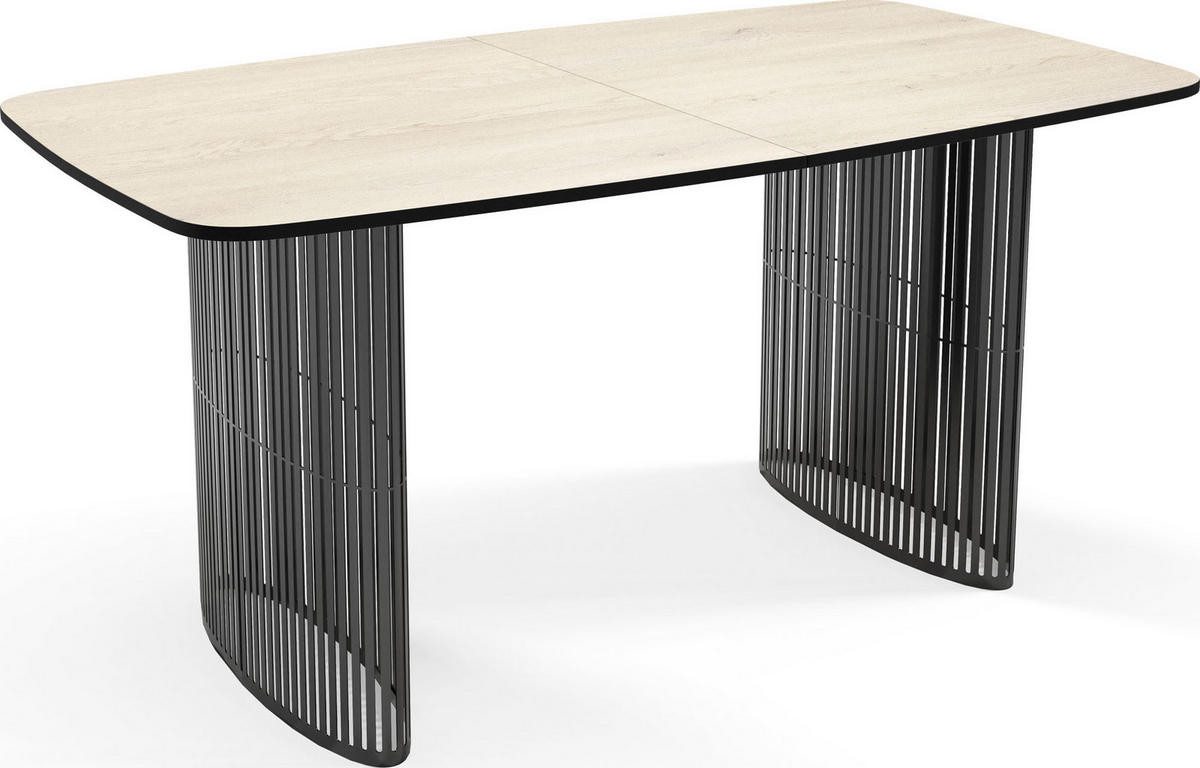 ESSTISCH Cavaro rechteckig oval ausziehbar, Hellbraun 160-236/90/76 cm - Schwarz/Naturfarben, Holzwerkstoff/Metall (160/90/76cm) - WFL GROUP