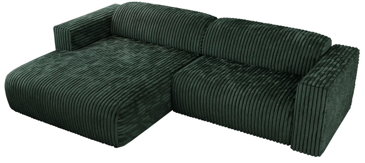 ECKSOFA PASADENA Grün Cord - Links Seite - Schwarz/Grün, Kunststoff/Textil (288/180cm) - MKS