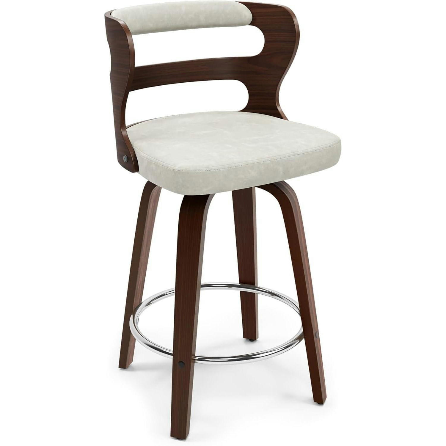 BARHOCKER 66 cm Set mit Lehne und Armlehnen Holz Kunstleder Beige - Beige, Holzwerkstoff (46/94/54cm)