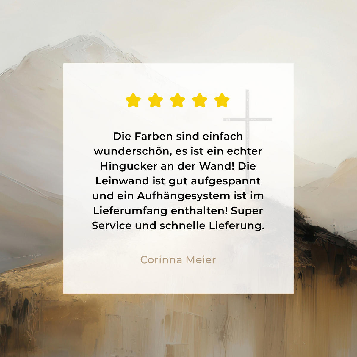 LEINWANDBILD Hügel - Abstrakt - Kreuz - Christentum Deko Wohnzimmer 20x20 cm - Beige, Textil (20/20cm) - MuchoWow