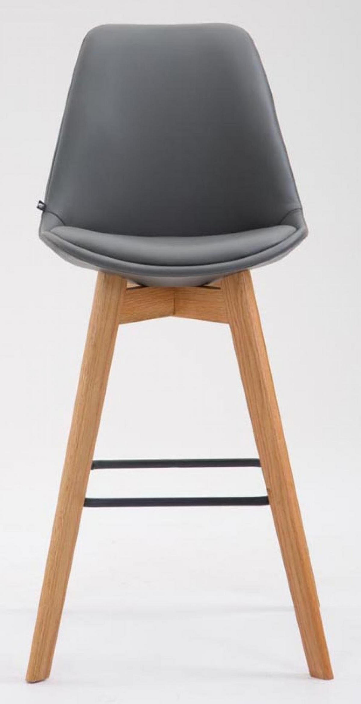 BARHOCKER 2er Set Lederlook grau - Eukalyptusholzfarben/Grau, Holz/Textil (48/112/56cm) - CLP