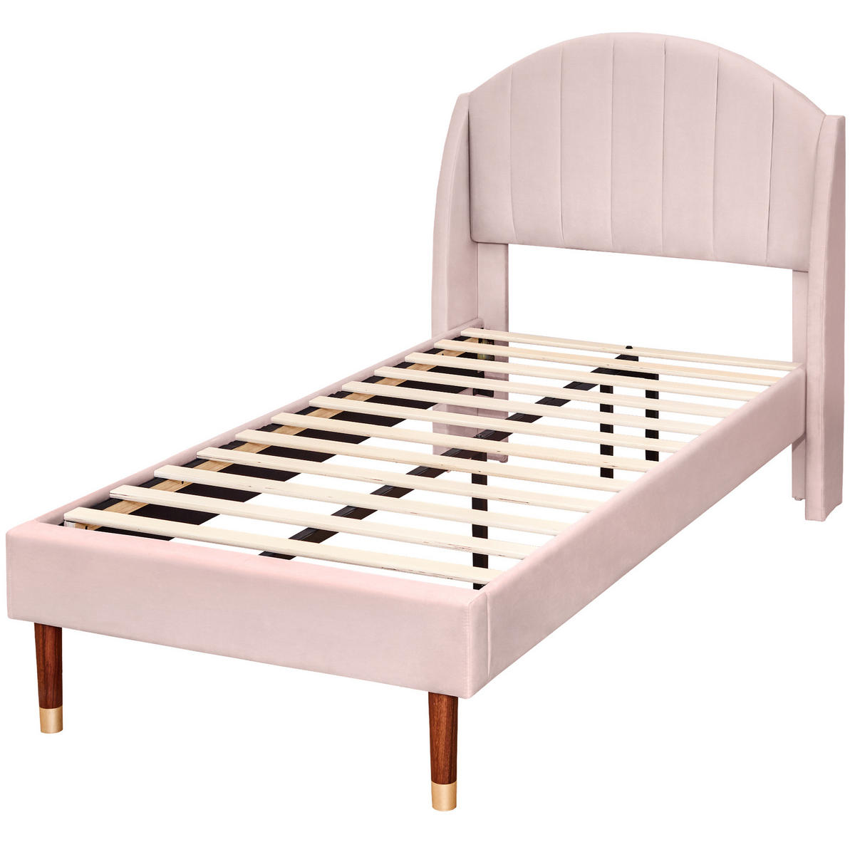 POLSTERBETT 90/200 cm mit Lattenrost, gepolstertem Kopfteil und Samtbezug, Pink - Rosa, Textil (90/200cm) - Redom