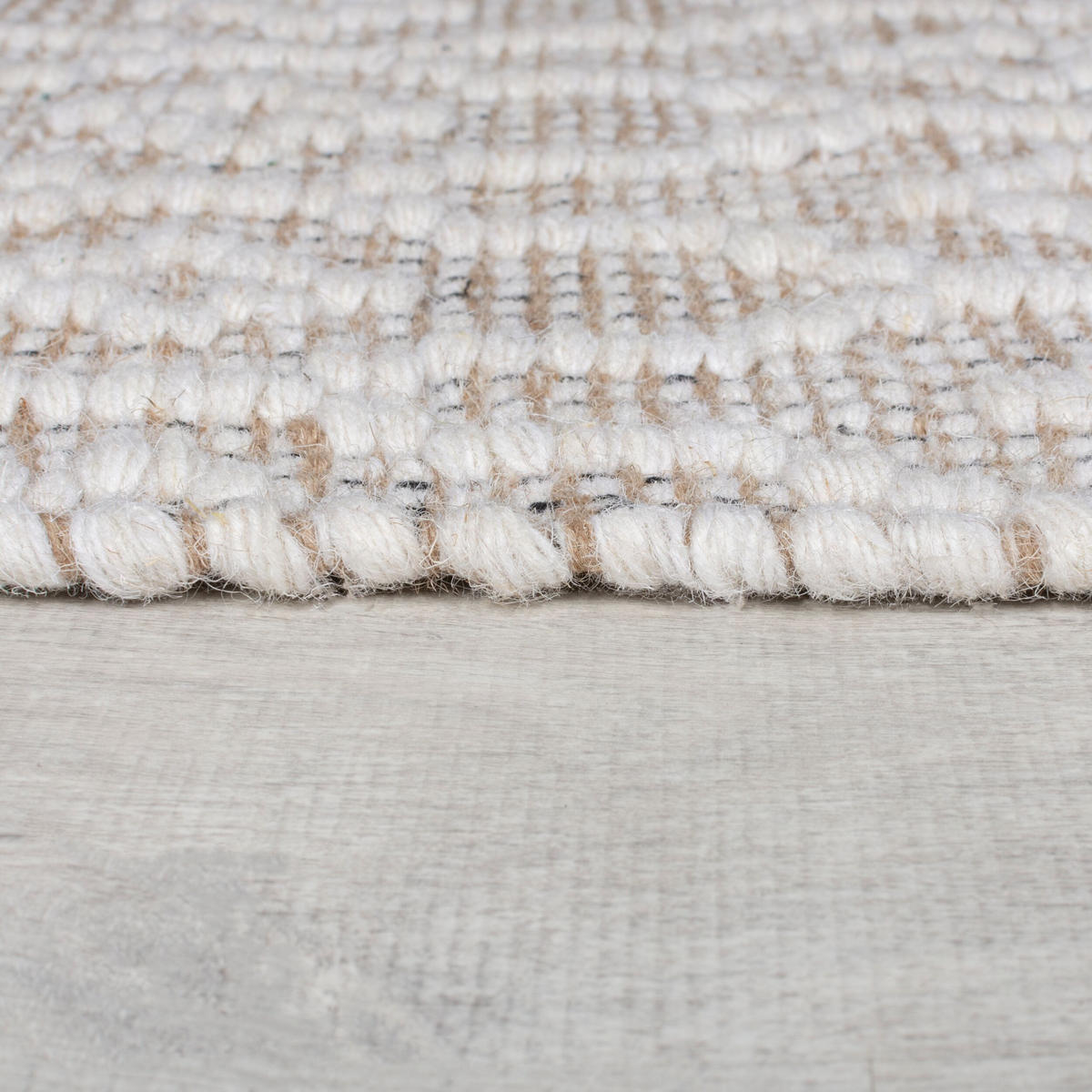 TEPPICH Wolle Kurzflor Diamant Muster, Wohnzimmer Beige Rechteckig 80x150 - Beige, Textil (80/150cm) - KADIMA DESIGN