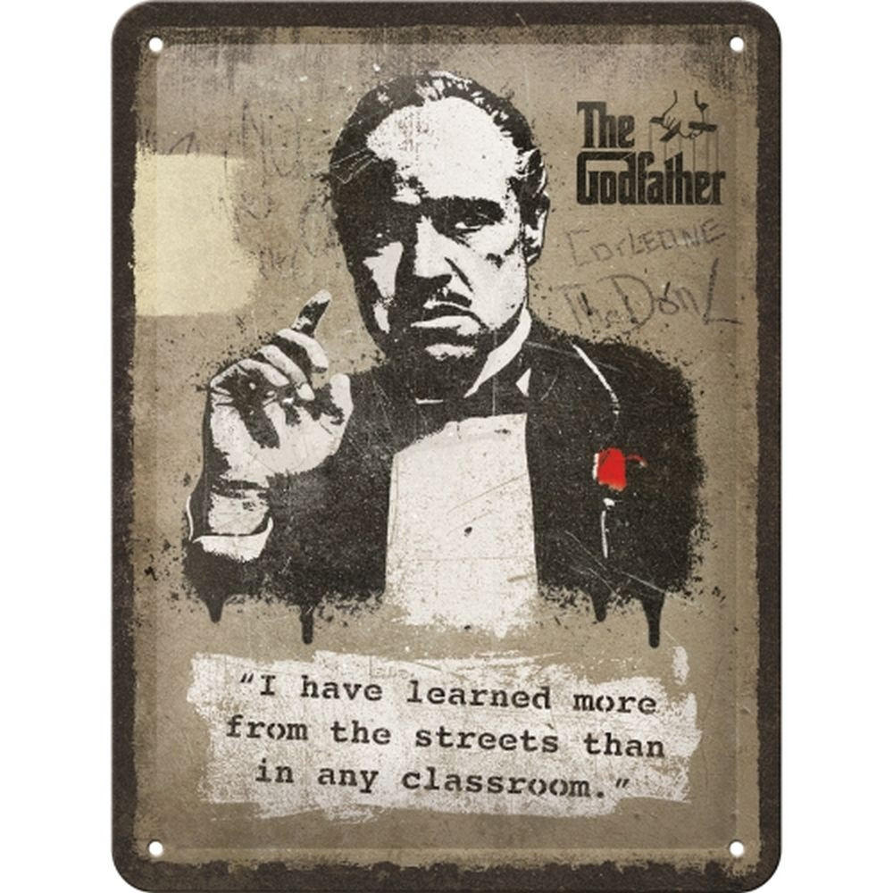 BLECHSCHILD 15/20 cm The Godfather Learn from the streets - Multicolor, Metall (15/20/0.5cm) - Nostalgic-Art