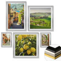 WANDBILDER 5er Set - 50x50 cm & 20x30 cm & 40x60 cm Silberner Rahmen - Zitat über New Yorker Landschaften - Silberfarben, Kunststoff (40/60cm) - ArtPrintCave