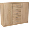 KOMMODE 2D5S Sonoma Eiche 110/35/85 cm moderne Optik - Sonoma Eiche, Holzwerkstoff (110/85/35cm) - Matkam Möbel