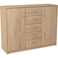 KOMMODE 2D5S Sonoma Eiche 110/35/85 cm moderne Optik - Sonoma Eiche, Holzwerkstoff (110/85/35cm) - Matkam Möbel