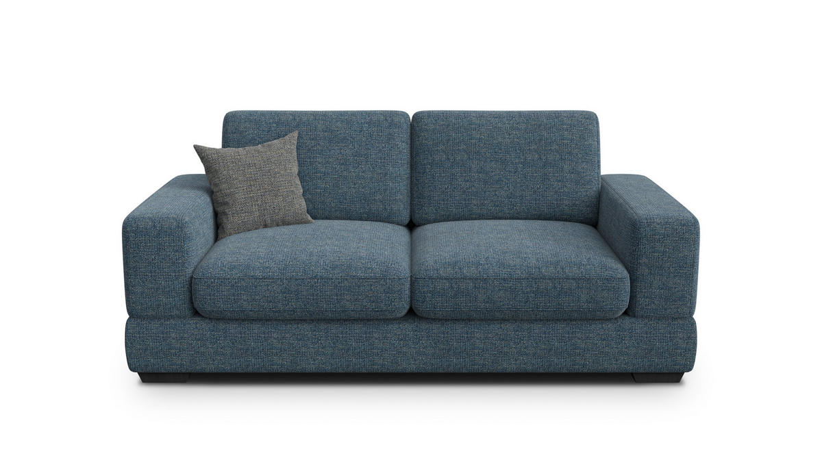 SOFA OTTO 3-Sitzer, marineblau - Blau/Schwarz, Holz/Textil (201/89/98cm) - Courtois Laville
