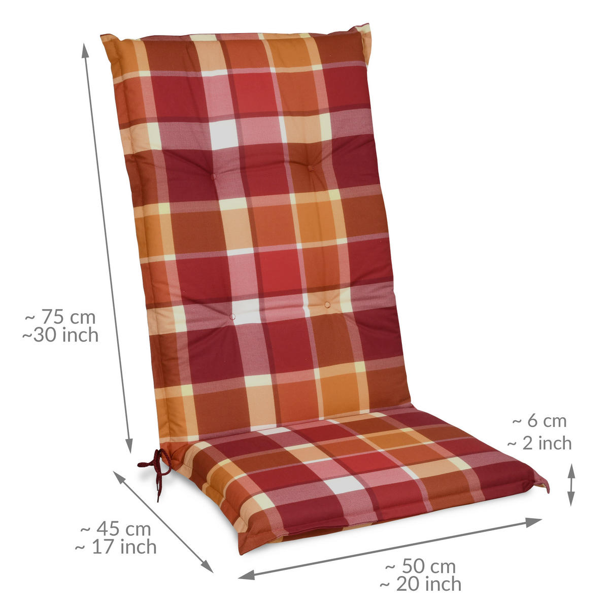 HOCHLEHNERAUFLAGE Sunny RO 120/50/6cm Rot-Kariert - Rot, Textil (50/6/120cm) - Beautissu 