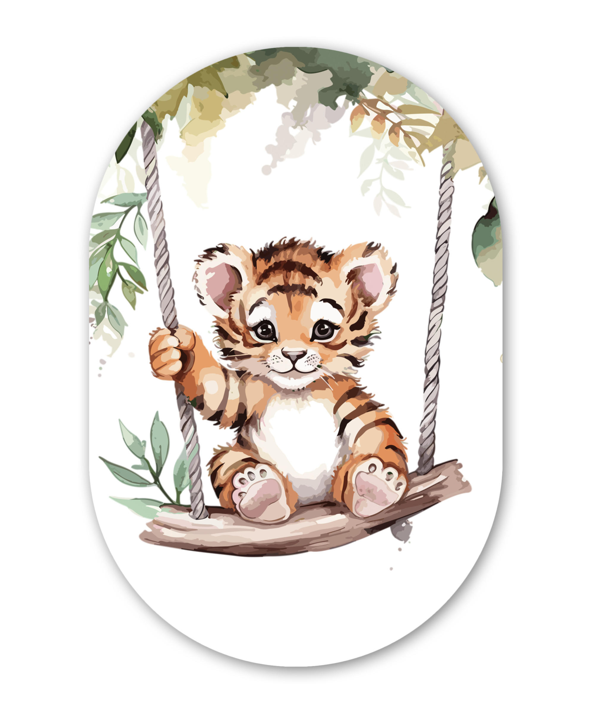 WANDBILD Tiger - Tier - Kinder - Dschungel Deko Wohnzimmer 40x60 cm - Dunkelorange, Kunststoff (40/60cm) - MuchoWow