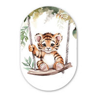 WANDBILD Tiger - Tier - Kinder - Dschungel Deko Wohnzimmer 40x60 cm - Dunkelorange, Kunststoff (40/60cm) - MuchoWow