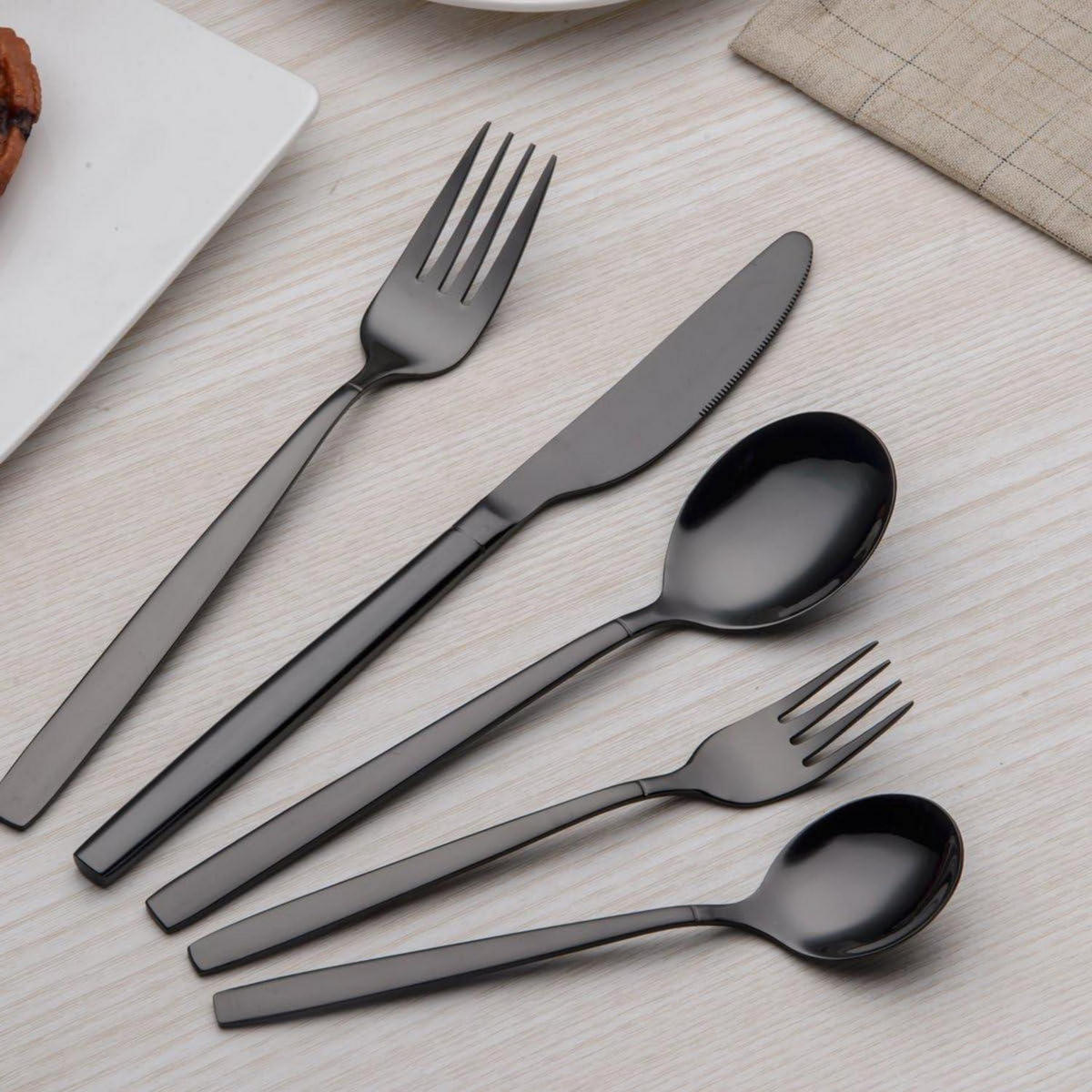 BESTECKSET 30-teilig schwarz glänzend - Schwarz, Metall