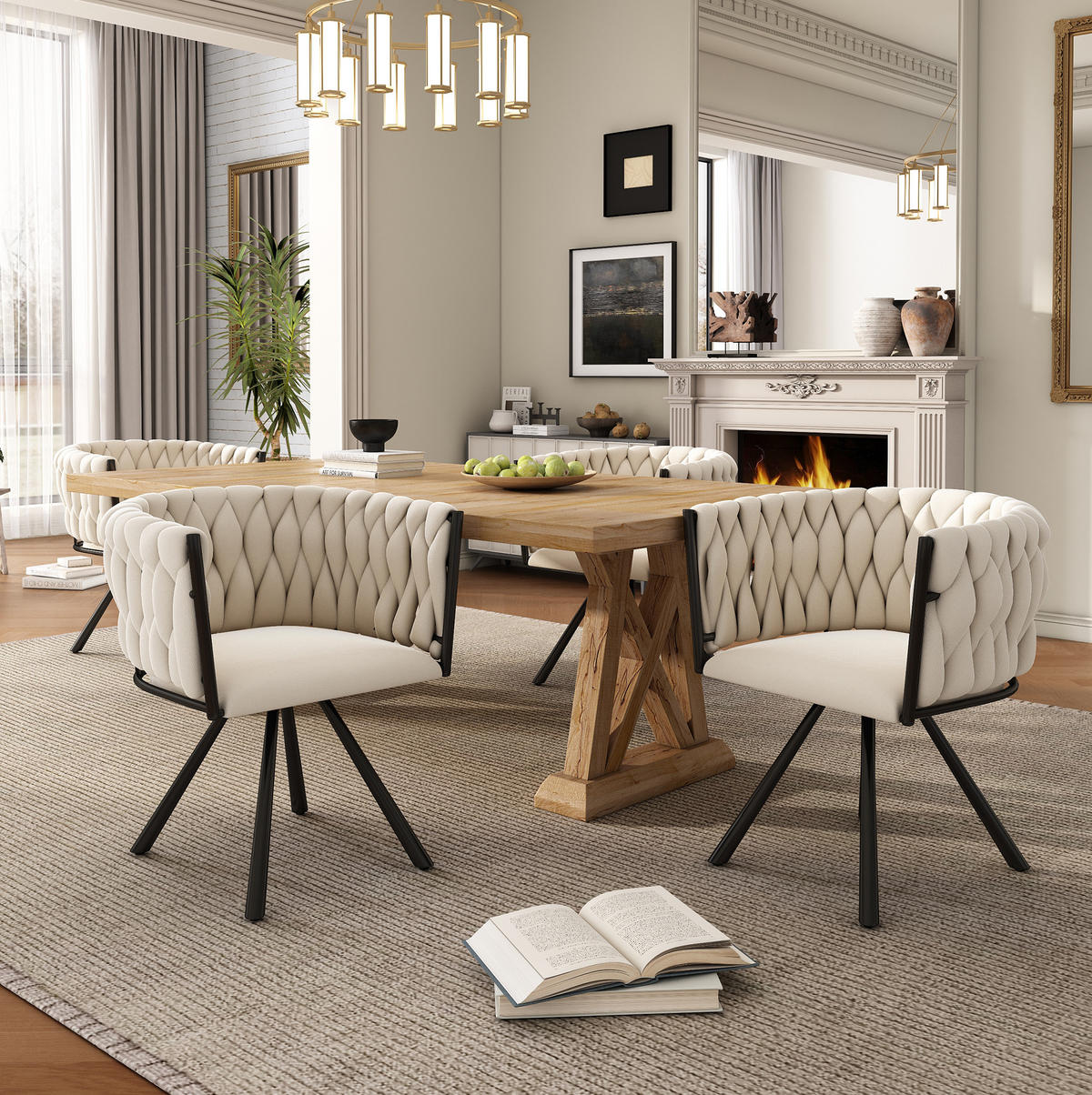 ESSZIMMERSTUHL drehbar Samt Beige 4er-Set - Beige, Metall (54/72/59.1cm) - Meubliv