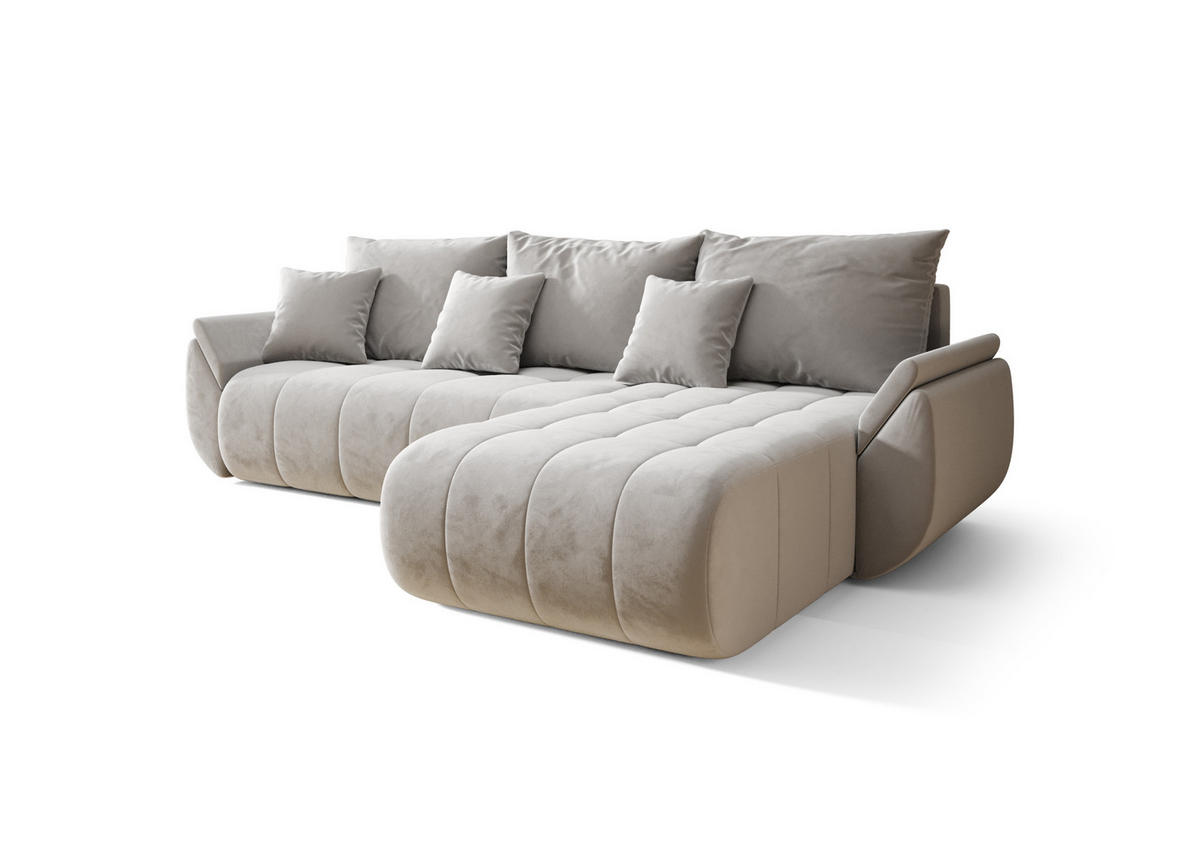 ECKSOFA mit Schlaffunktion TOKYO R Monolith 84 Rechts - Hellgrau, Textil (280/185cm) - Bedante