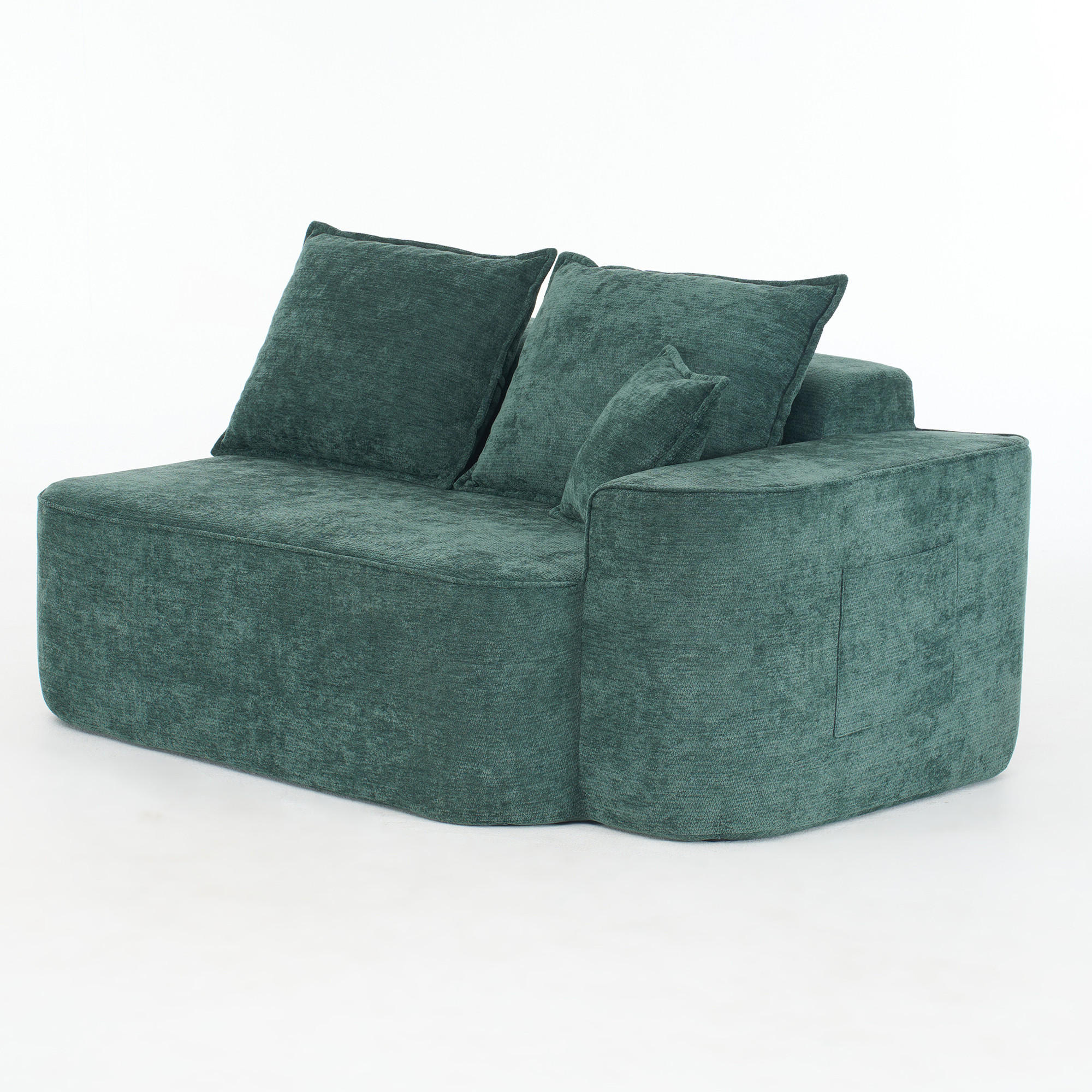 2-SITZER-SOFA aus Chenille mit Seitentaschen, grün - Grün, Textil (95/65/150cm)