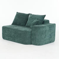2-SITZER-SOFA aus Chenille mit Seitentaschen, grün - Grün, Textil (95/65/150cm)