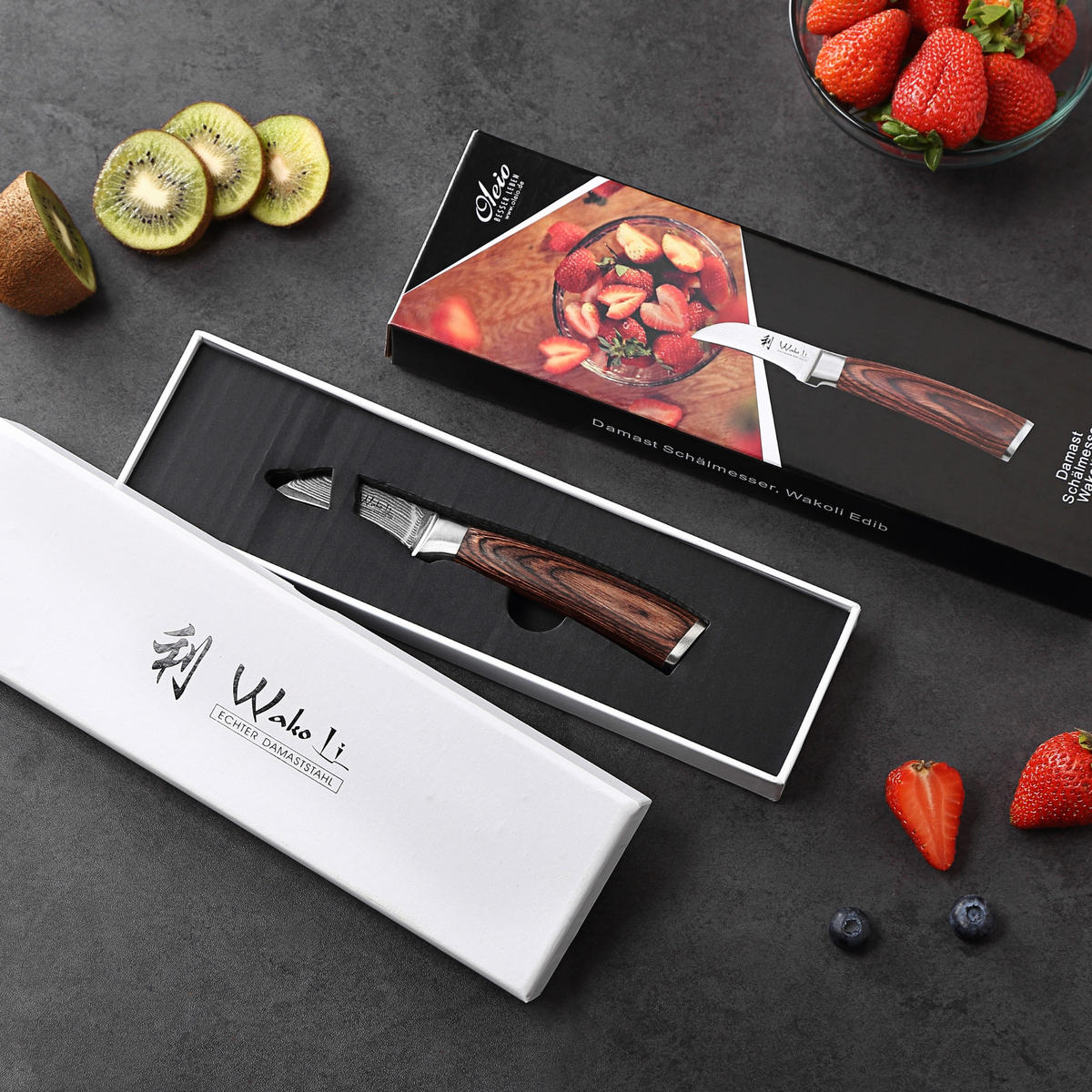 SCHÄLMESSER Edib Damast - Braun, Holz/Metall (17cm) - Wakoli