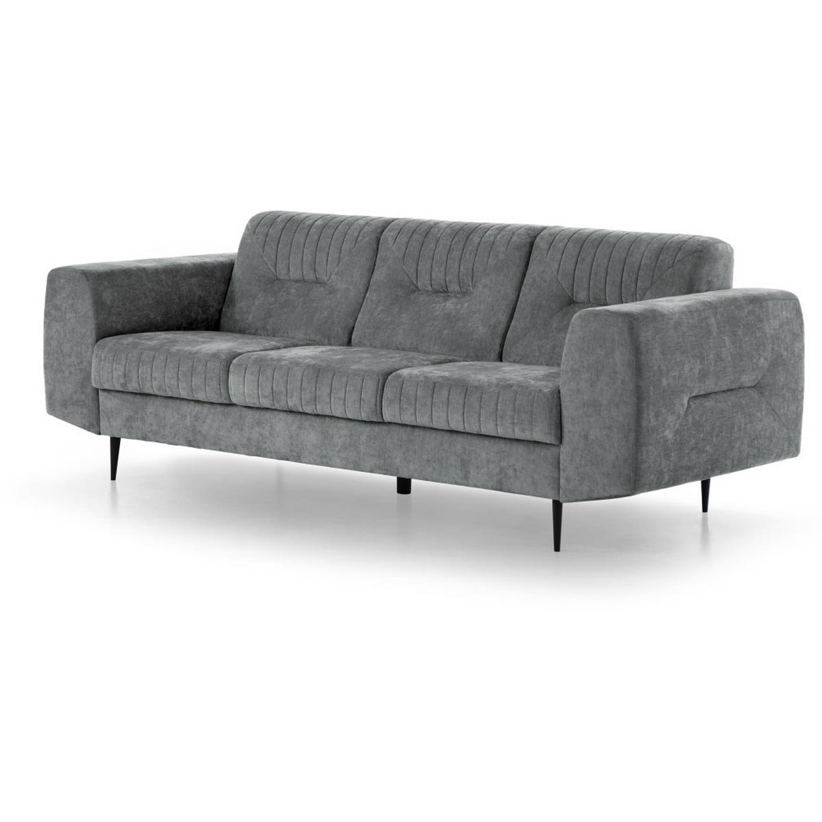 SOFA Venezia 3-Sitzer mit Metallbeinen, dunkelgrau, 233 cm - Dunkelgrau/Schwarz, Holzwerkstoff/Metall (223/85/94cm) - Beautysofa