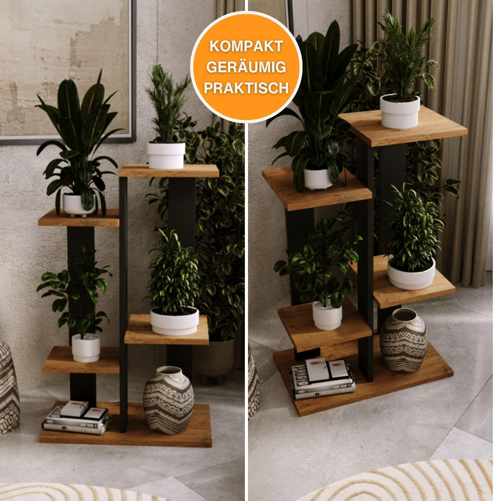 BLUMENSTÄNDER M4 - Nussbaumfarben, Holzwerkstoff (32/82/52cm) - RAUMHIRSCH FURNITURE