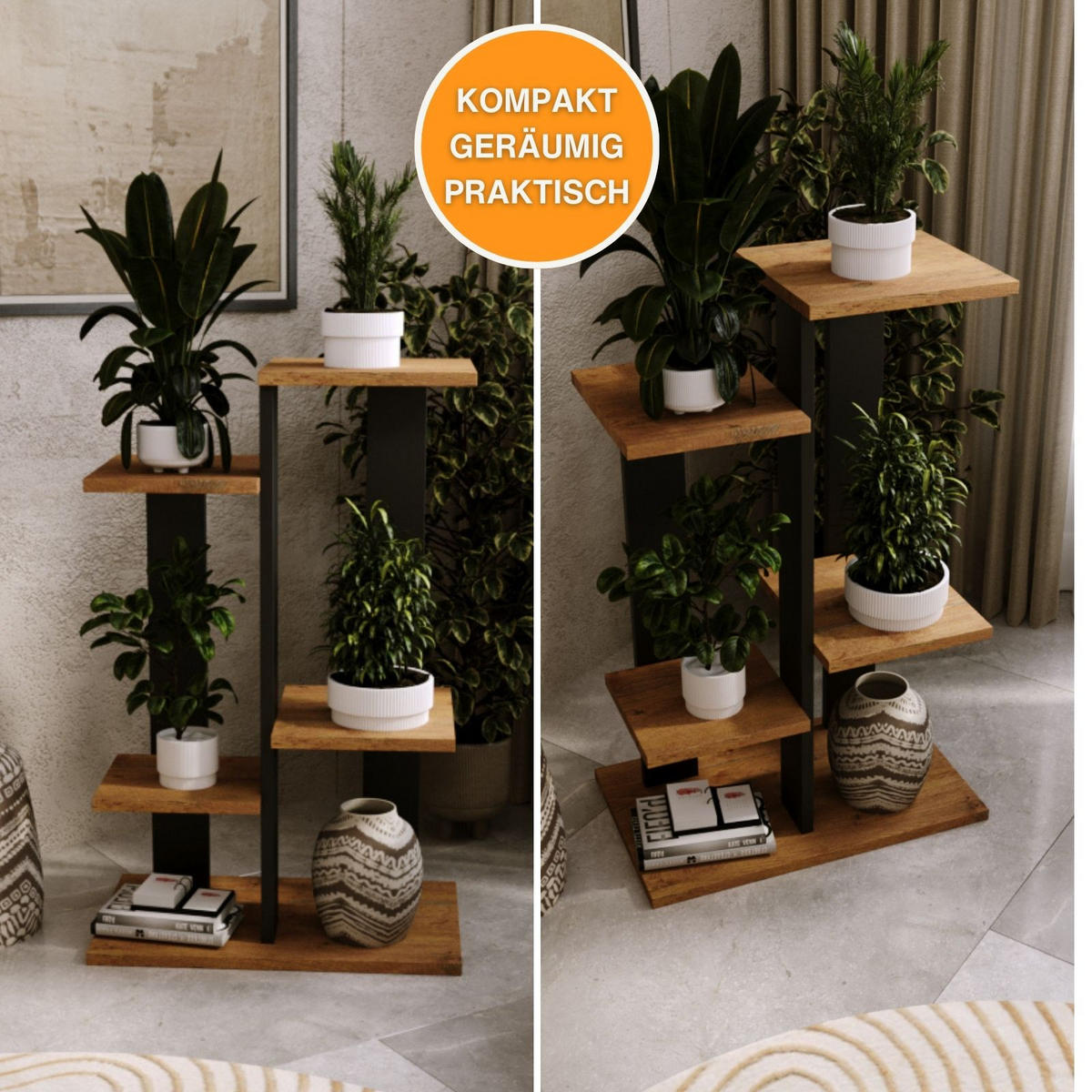 BLUMENSTÄNDER M4 - Nussbaumfarben, Holzwerkstoff (32/82/52cm) - RAUMHIRSCH FURNITURE