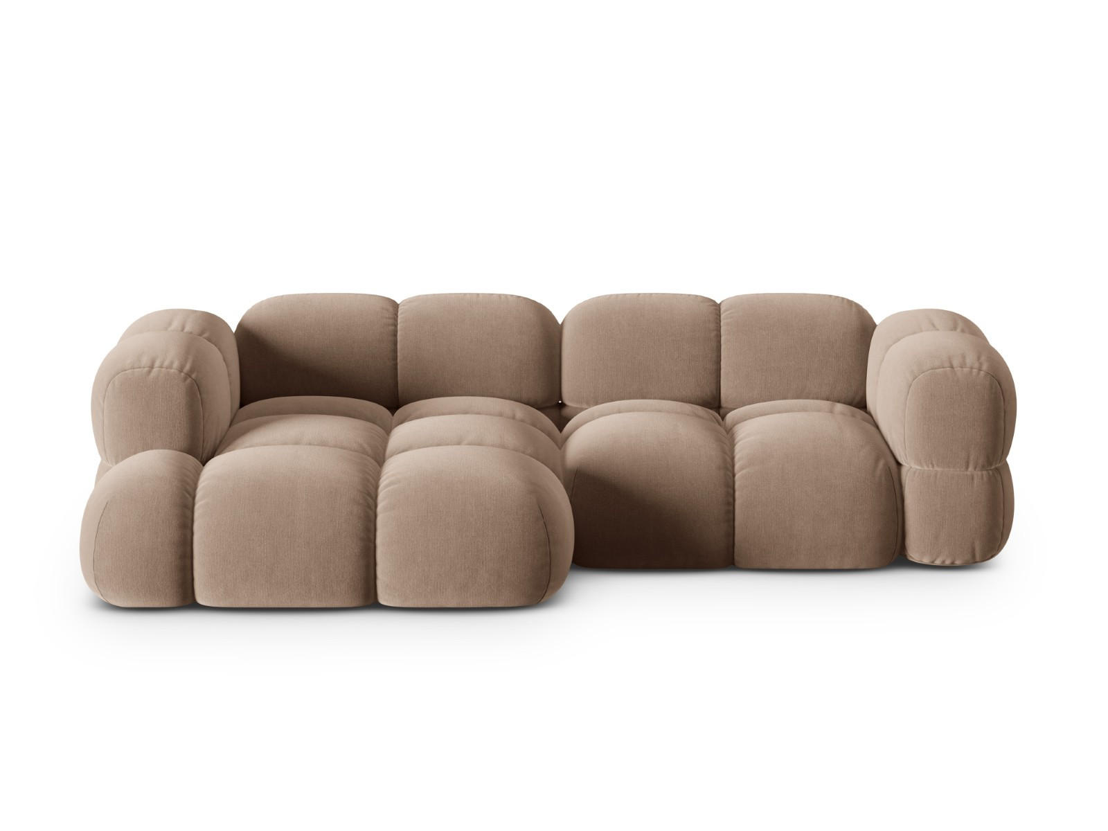 ECKSOFA links Loretto aus Samt dunkelbeige 3 Sitzplätze - Mokka, Textil (147/250cm) - Cosmopolitan Design