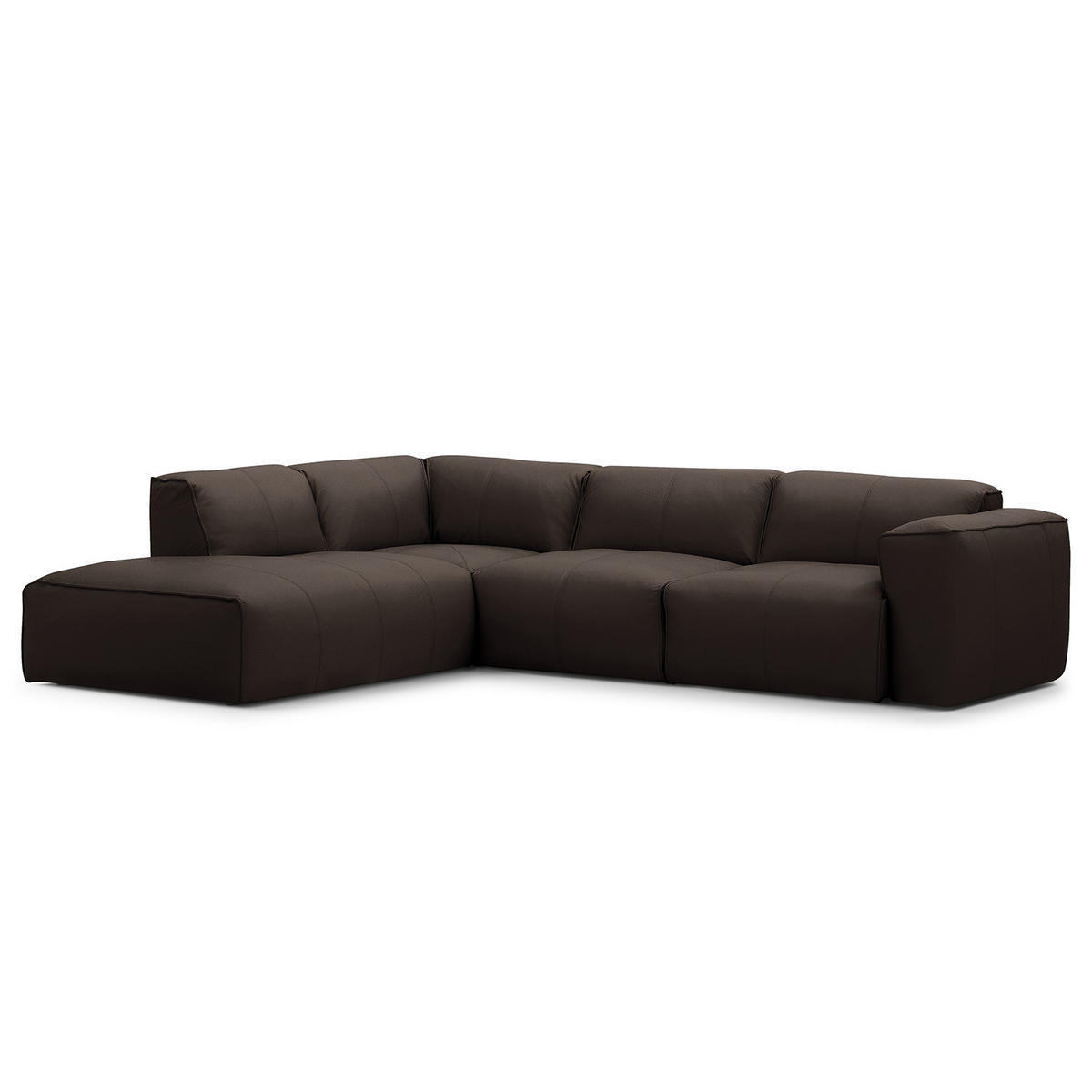 3-SITZER ECKSOFA mit Recamiere - Dunkelbraun/Schwarz, Leder/Kunststoff (295/231cm) - home24