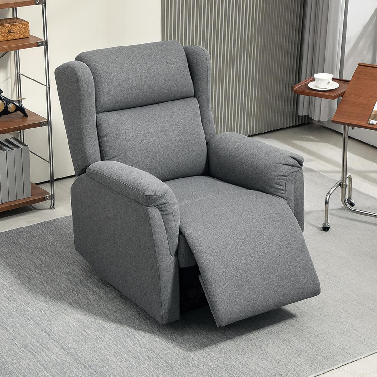 RELAXSESSEL, Fernsehsessel mit Liegefunktion, TV-Sessel mit Taschenfederkern - Dunkelgrau, Textil/Metall (80/101/94cm) - HOMCOM