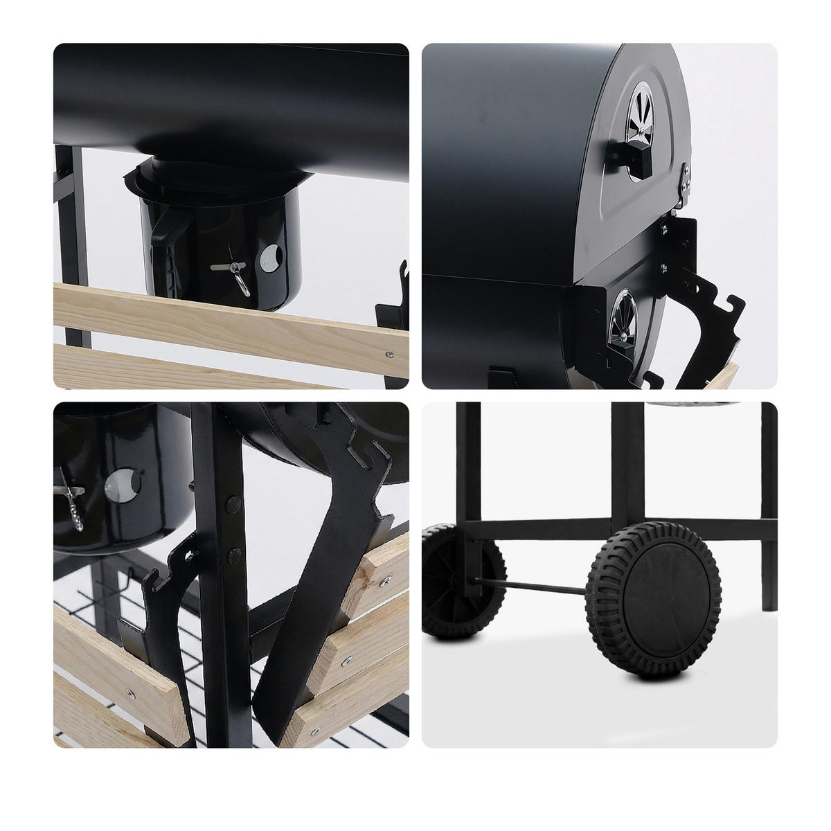 HOLZKOHLEGRILL - Schwarz, Holz/Metall (114.5/95/69cm) - Relaxdays