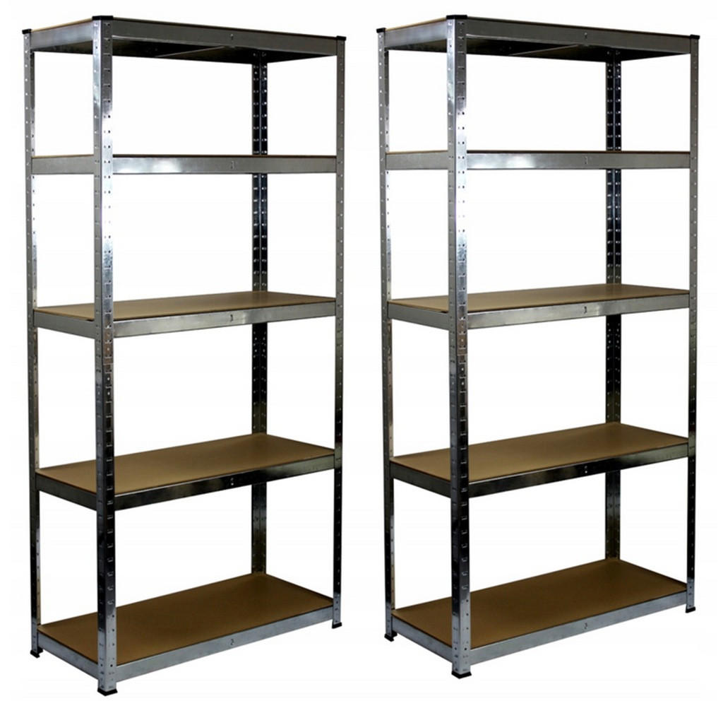 METALLREGAL für Lagerzwecke – 2 Stück - Silberfarben/Braun, Holz/Metall (90/180/30cm) - Matkam Möbel