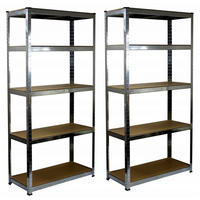 METALLREGAL für Lagerzwecke – 2 Stück - Silberfarben/Braun, Holz/Metall (90/180/30cm) - Matkam Möbel