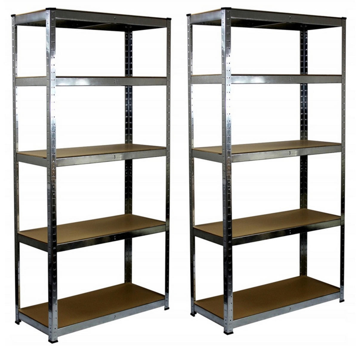 METALLREGAL für Lagerzwecke – 2 Stück - Silberfarben/Braun, Holz/Metall (90/180/30cm) - Matkam Möbel