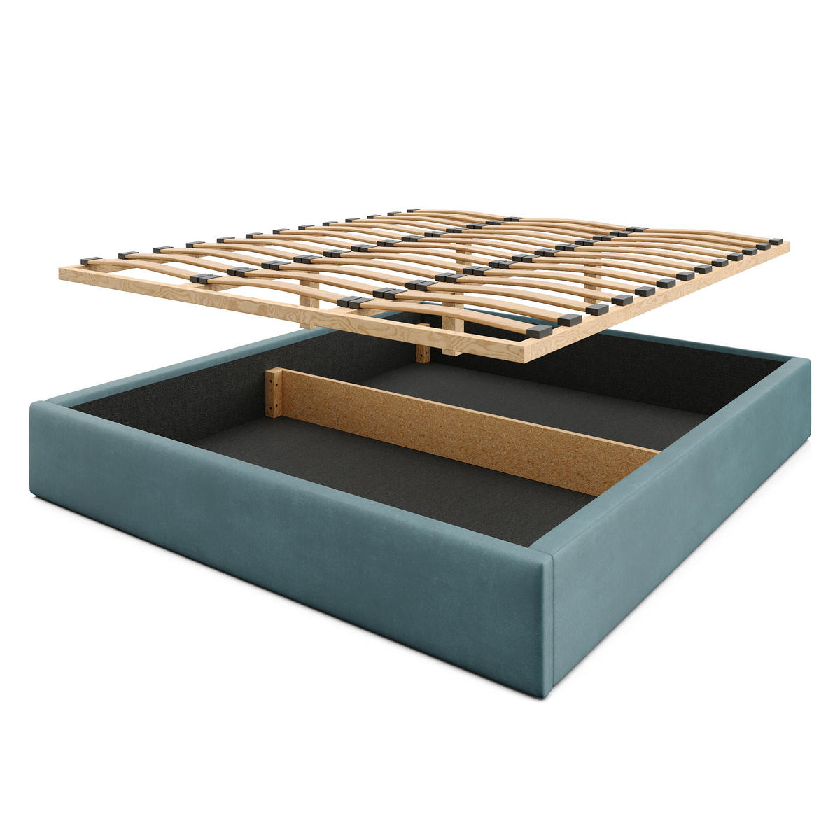 POLSTERBETT 180x200cm Bett mit Stauraum Lattenrost Meerfarbe - Blau, Holz/Holzwerkstoff (180/200cm) - Muralo