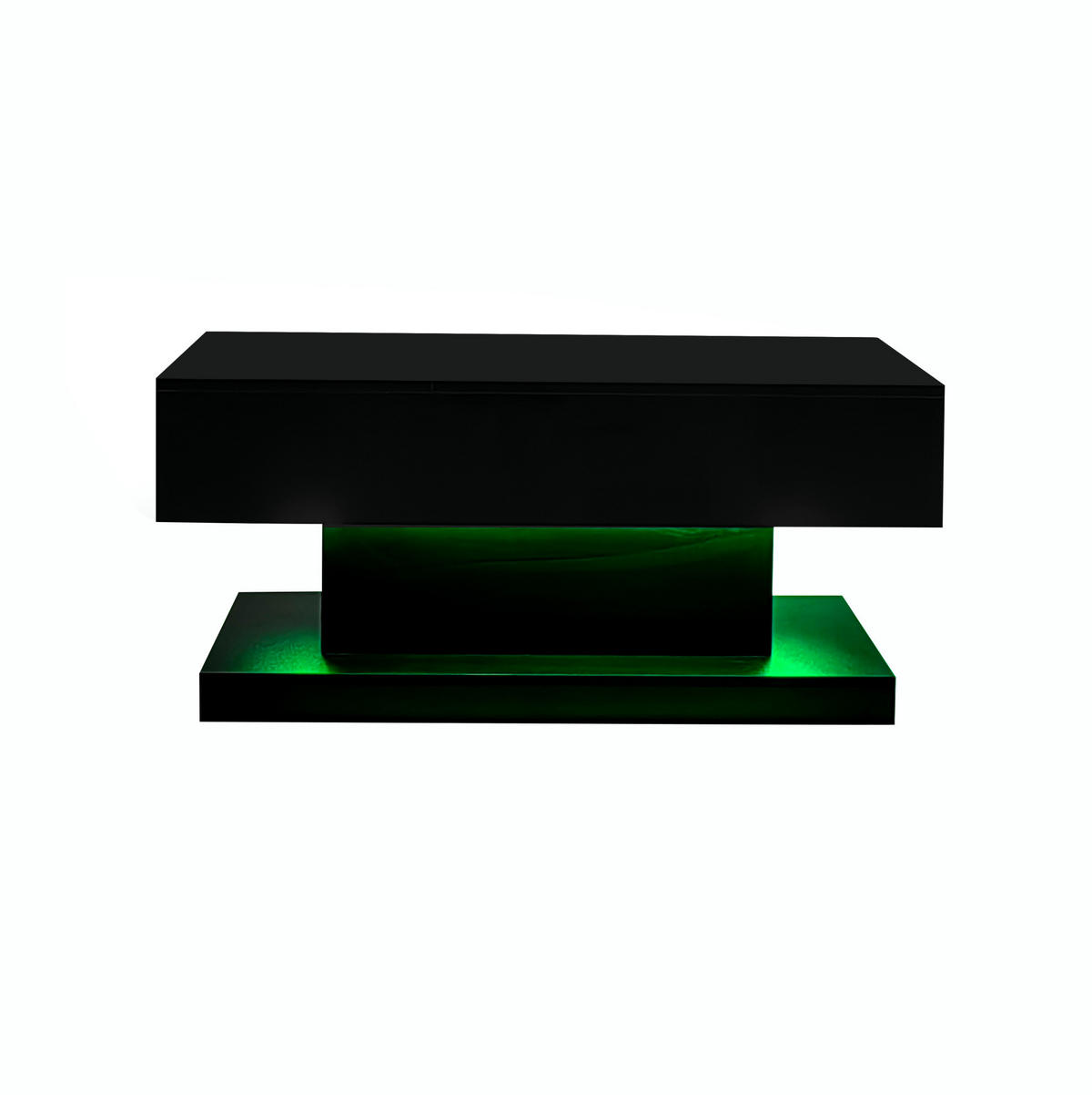 COUCHTISCH 100/50/45 cm in Schwarz mit LED-Beleuchtung und Hochglanz - Schwarz, Holzwerkstoff (100/50/45cm) - Flora Grace