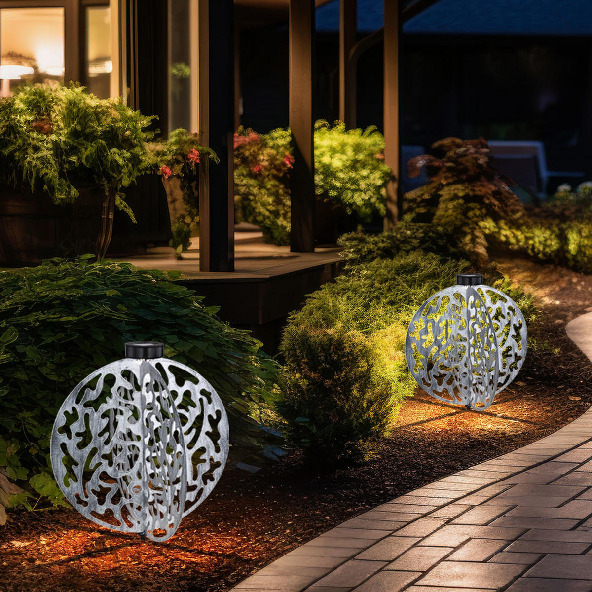 LED AUSSENLEUCHTE Metall Silber - Silberfarben, Metall (40/40/51cm) - Globo Lighting