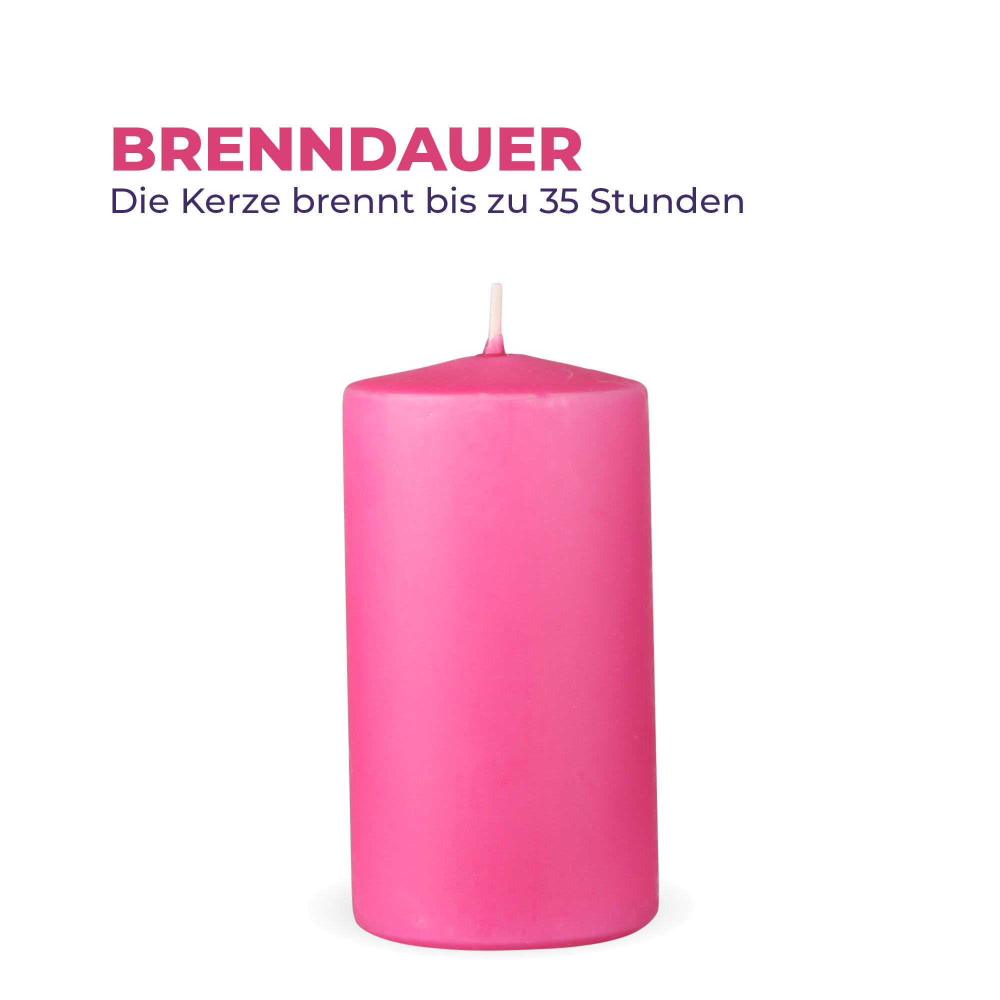 STUMPENKERZEN 8er Pack "Rosa", Größe Ø7cm x Höhe: 12 cm - Rosa, Naturmaterialien (7/12cm) - Bestlivings