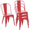 STUHL METALL Rot 4er-Set - Rot, Metall (45/87/43cm) - MCW