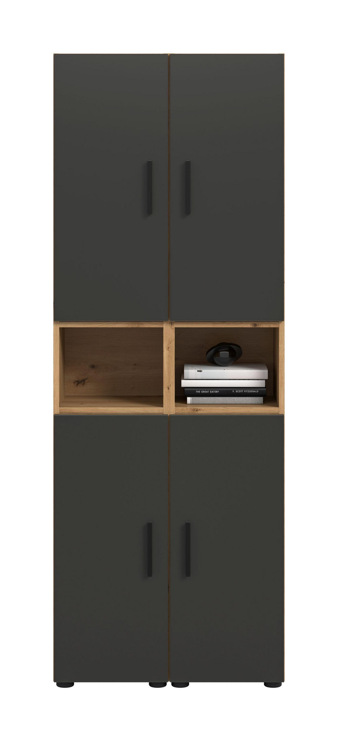 WOHNWAND The One Basalt grau 65/34/178 cm - Braun, Holzwerkstoff (65/178/34cm) - Xonox